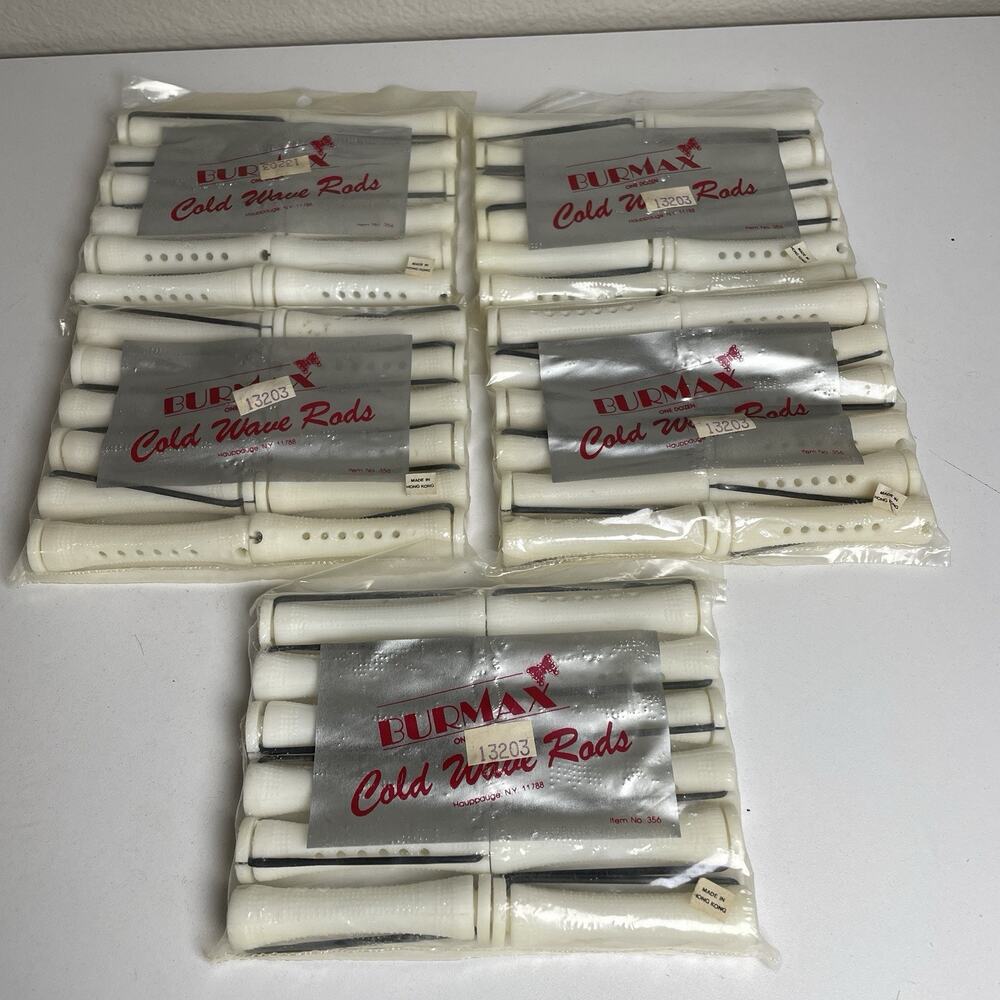 VTG Lot of 5 Dozen Burmax Cold Wave Perm Rods 2.5" White